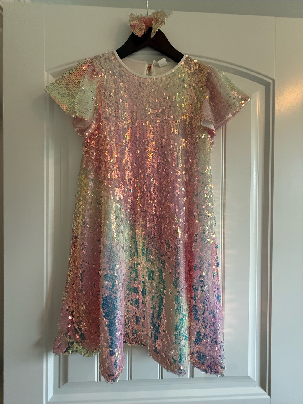 Girls Pastel Sequin Party Dress - Pink Multi